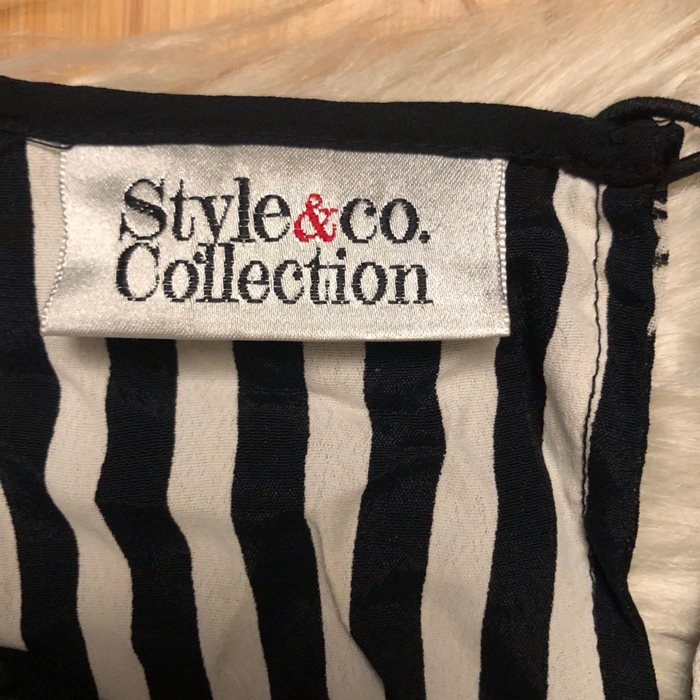 Style&Co 2 layers Rose Floral Striped Black and White Maxi Slit Dress size 16 - Picture 4 of 9